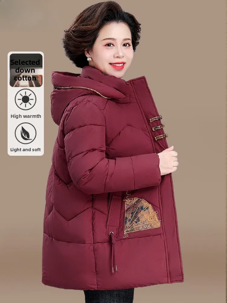 

Новая китайская зимняя куртка для женщин: утепленная хлопковая куртка прямого кроя для осени и зимы, модная и теплая одежда для пожилых женщин