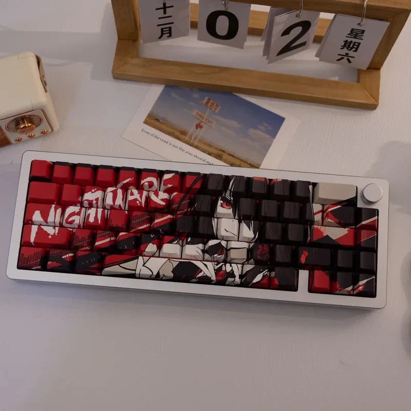 

138 клавиш PBT-кейкапы The Girl с боковой гравировкой, полупрозрачные, с сублимационной печатью, совместимые с клавиатурами MX, подходят для 61/64/68/87/96/104/108 клавишных раскладок.