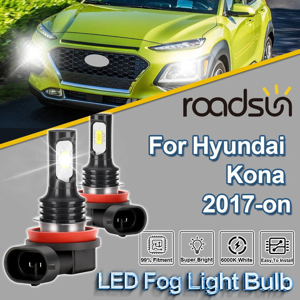 

ROADSUN 2X For Hyundai Kona 2017 2018 2019 2020 2021 2022 2023 2024-on Canbus Car LED Fog Light Bulbs Ultra Fog Lamp Ampoules