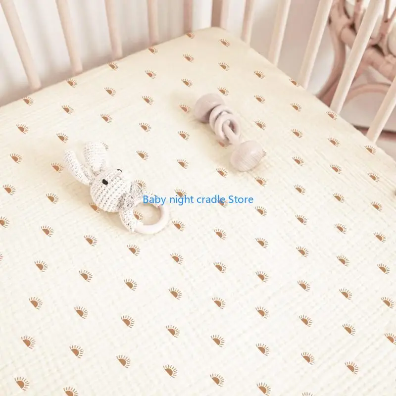 

J2FF Cotton Crib Fitted Sheet Large Size Soft & Breathable Infant Baby Bedding Stuff