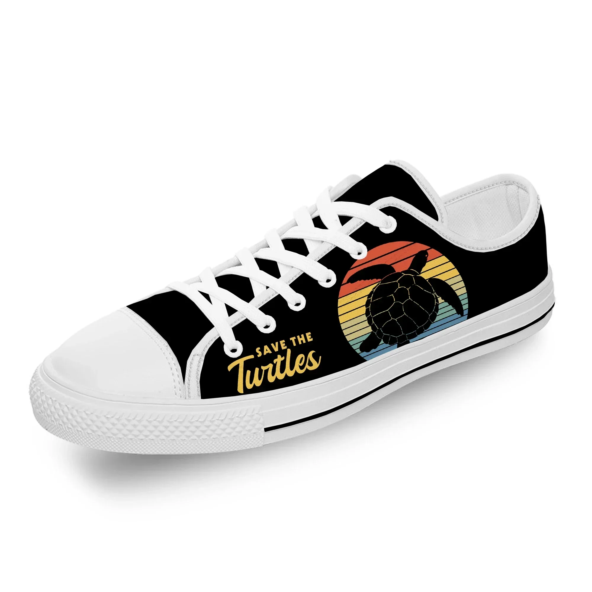 Save The Turtles Zapatillas bajas para hombre, mujer, adolescente, zapatos informales, zapatos para correr de lona con estampado 3D, zapatos ligeros transpirables