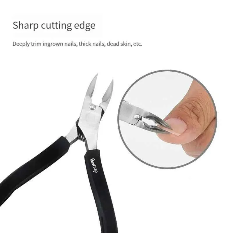 2PCS Set Stainless Steel Cuticle Pliers Home Exfoliating Cuticle Barbs Exfoliating Nail Clippers Pedicure Manicure Tool