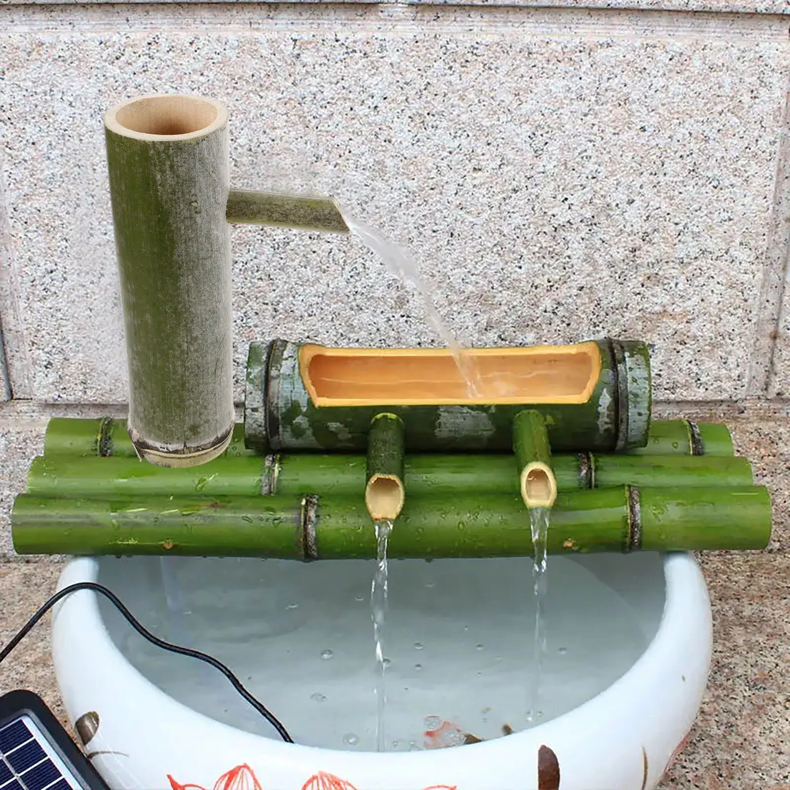 2Pcs Bamboo Water Fountain for Garden Decor Outdoor Fountain with Spout Fish Tank Aquarium Multi-Functional Recycling Flow