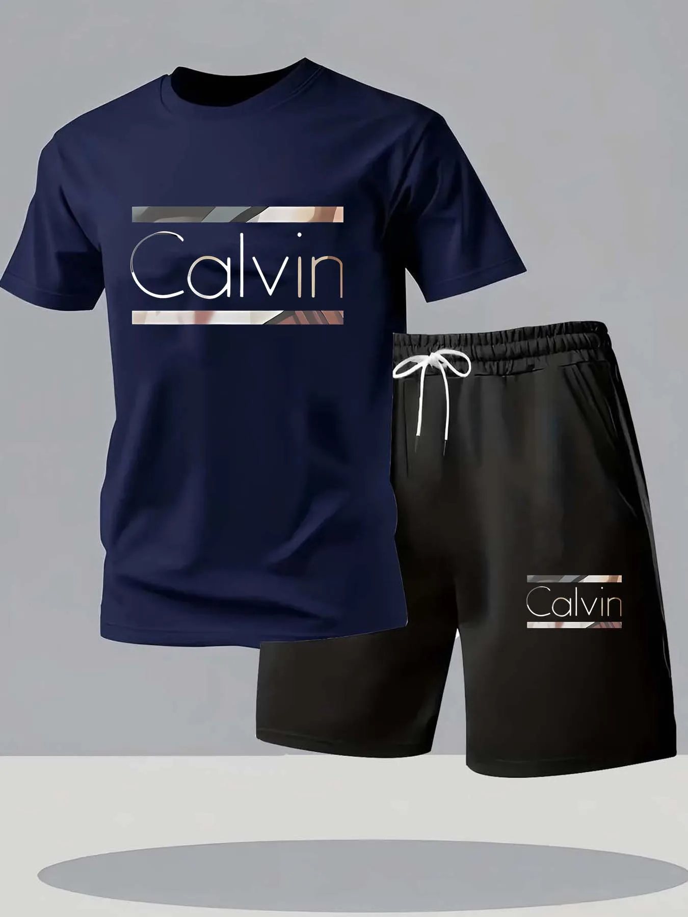 

Summer round Neck Short Sleeve Top with Printed Fabric Matching Trouser Shorts Set Fashionable Breathable Clothing 2025 Style 1
