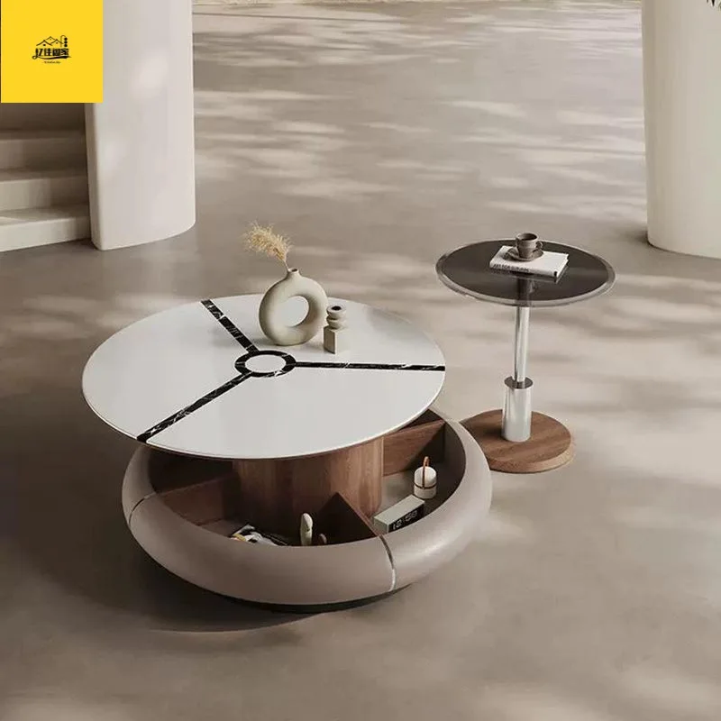 Home fashion rotatable new round living room coffee table home combination