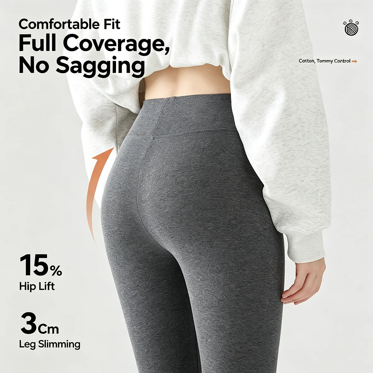 Hochgeschnittene Baumwoll-Leggings für Damen, Frühling, warm, bequem, schmal geschnitten, Studentenqualität, neue Unterwäsche, dünne Herbsthose – Detail 3