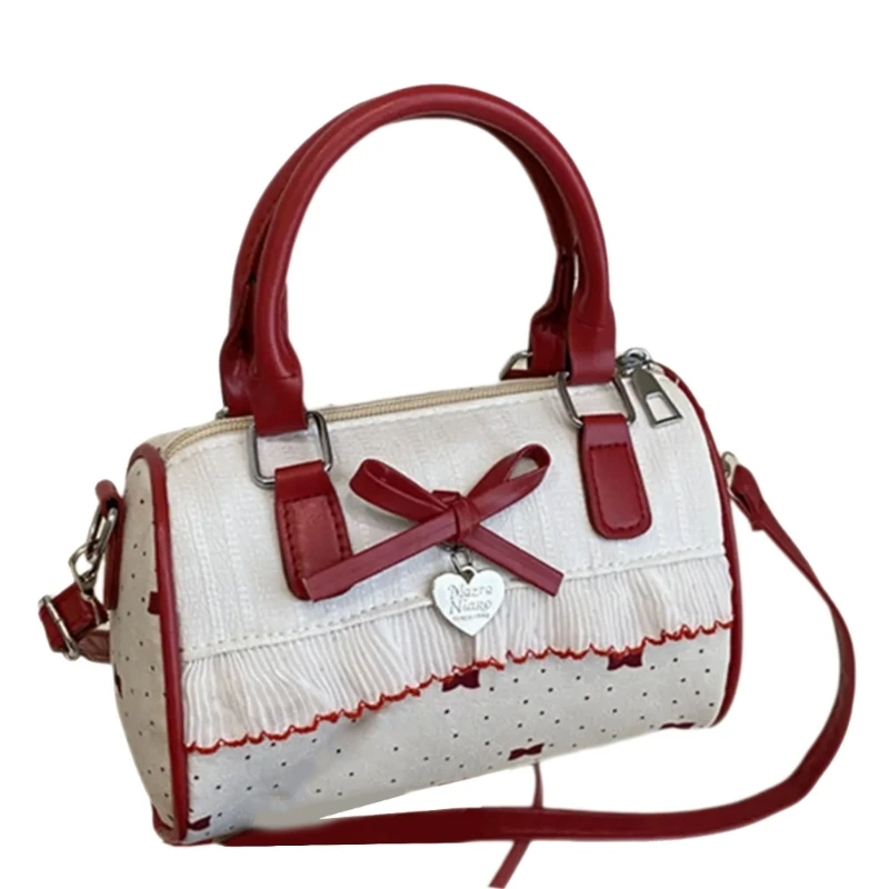 

G5AE Practical Bowknot Handbag Dot Design Adjustable Strap Lightweight For Everyday Essential