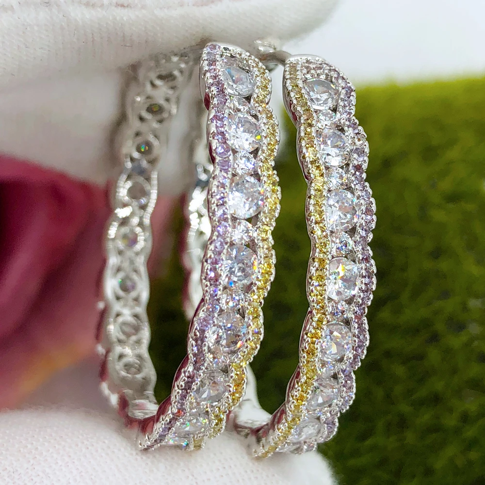 

Missvikki Romantic Sweet Cute Hoop Earrings For Women Bridal Earrings Cute Shiny Flowers Fashion Girl Gift 2024 New Hot
