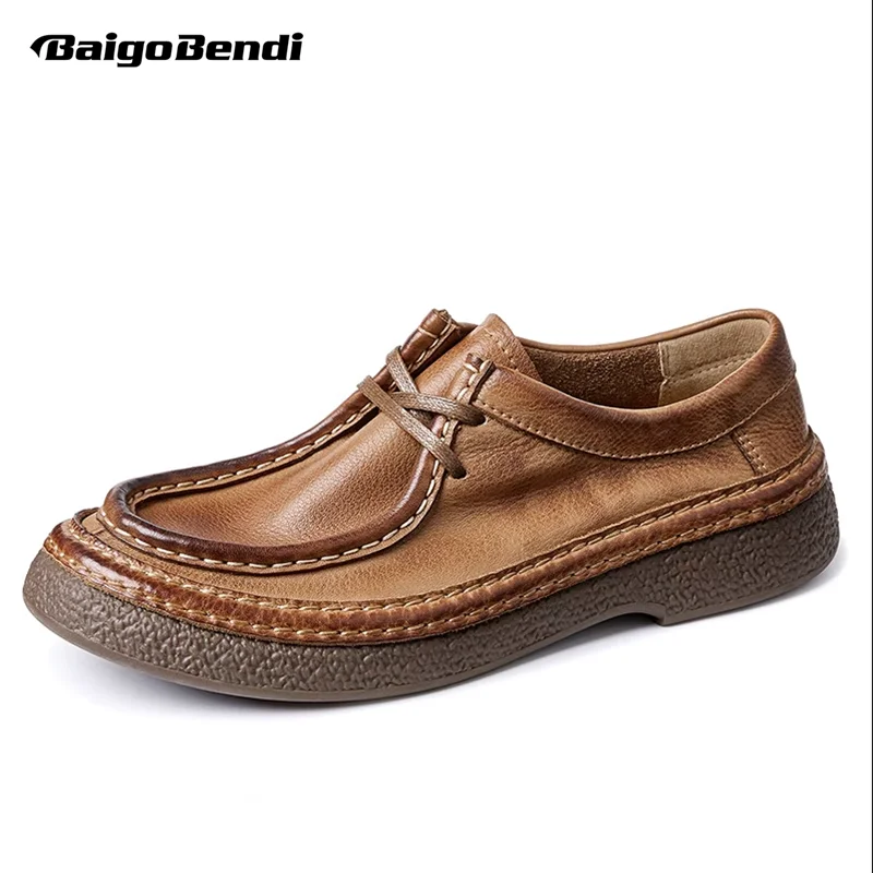 

Super Soft Men's Genuine Leather Summer Casual Lace Up Loafers Man Comfortable Simple Driving Car Shoes US Size 6-10