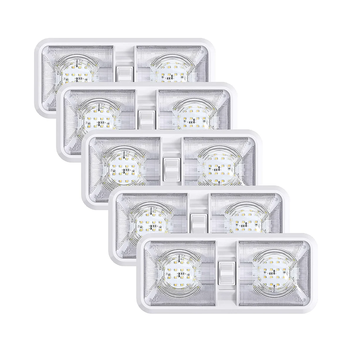 

RV Interior Lights 640 Lumen, RV LED Ceiling Double Dome Light with Switch for Car/RV/Trailer/Camper/Boat, 48 LED 5 Pack