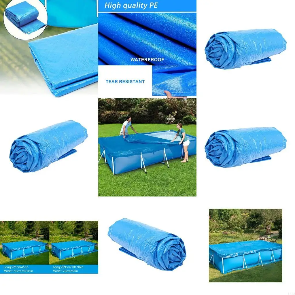 Heavy Duty Rectangular Pool Cover Protective Tarp For Outdoor Swimming Pools L8RB