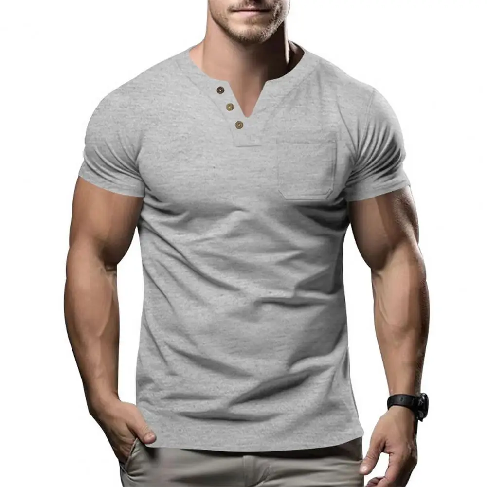 Chemise boutonnée à col en V pour homme avec poche poitrine, pull coupe couvertes pour homme, vêtements de sport d'affaires, respirant, extensible pour les tenues