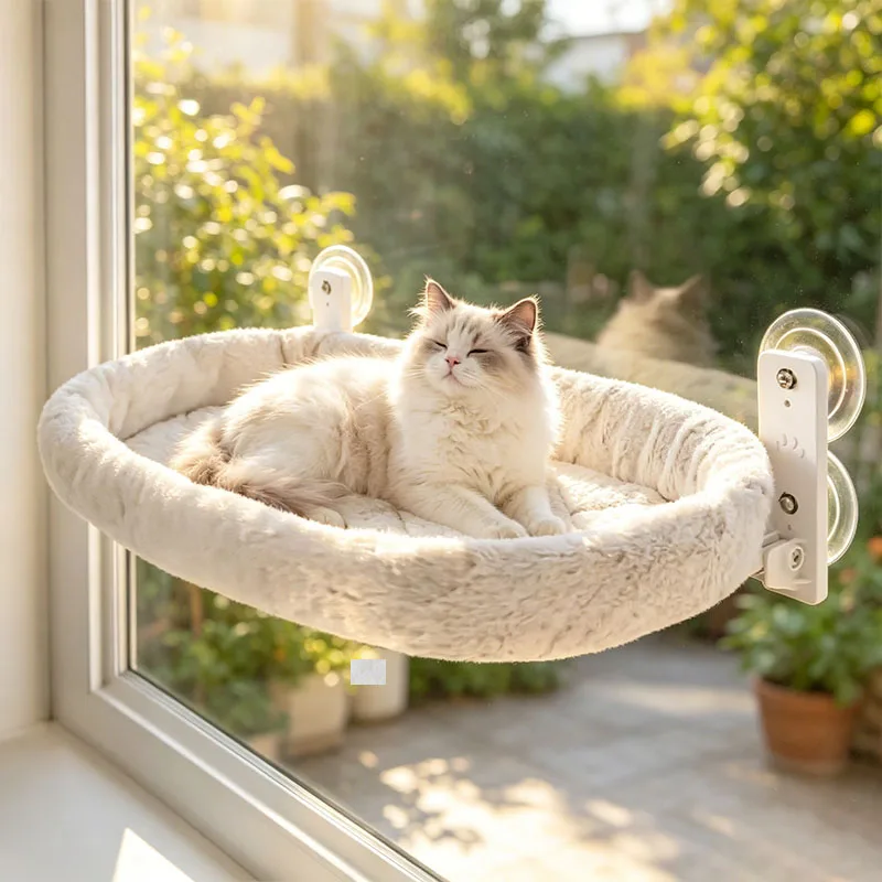Hamac d'hiver pour chat, habitat de fenêtre, bain de soleil pour chat, ventouse suspendue, balcon, nid pour animaux de compagnie, lit pliable, fournitures pour chats