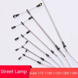 Scale 1:75-300 Diy Miniature Street Lamp Double-head 3V Led Light Model HO Train Railway Landscape Layout Diorama Kits 12Pcs/Lot