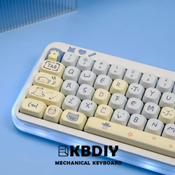 KBDiy 141 Keys/Set Cute Blue Meow Keycaps for Mechanical Keyboard PBT Keycap Custom KOA Profile for 61/68/84/87/100/104/108 Keys