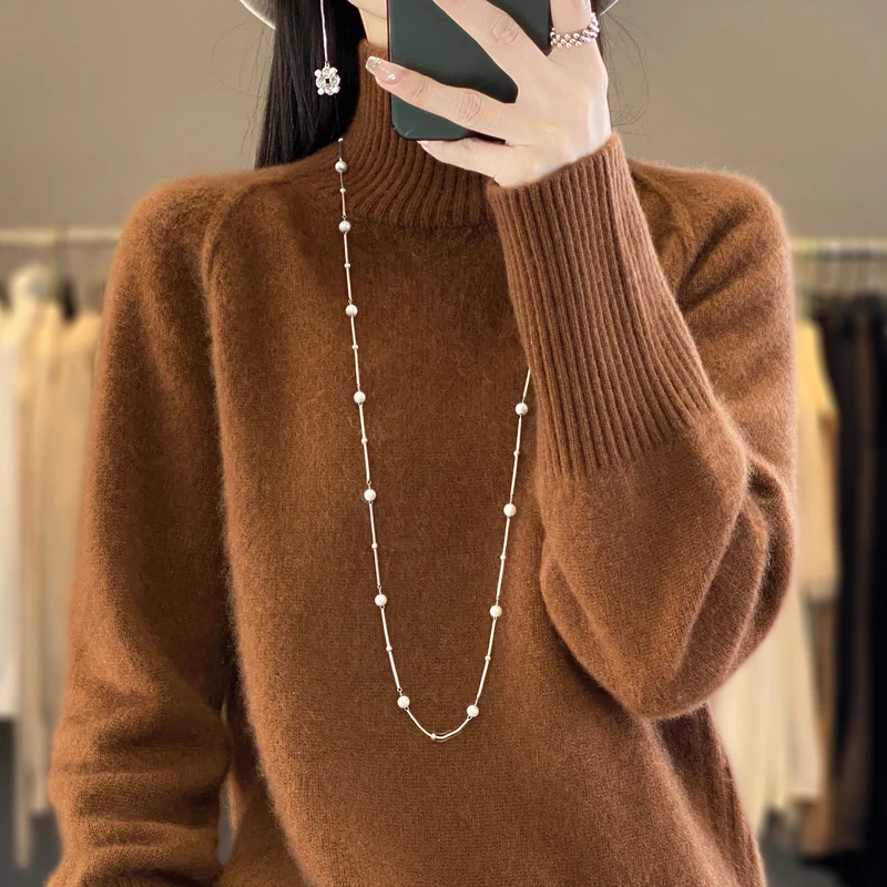 

LDZWSM Turtleneck Cashmere Sweater Women Autumn/Winter New Pure Wool Sweater Ladies Knitting Loose Large Size Pullover Female