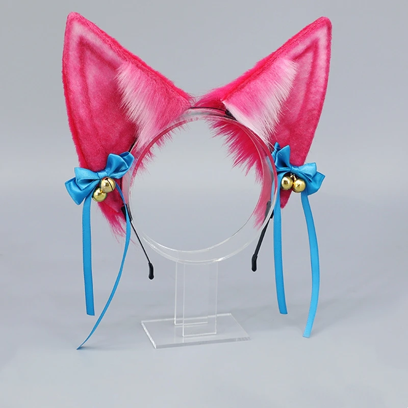 Diadema hecha a mano LOL Ahri ear headwear Cosplay Spirit Blossom Tailed Fox, accesorios para Cos