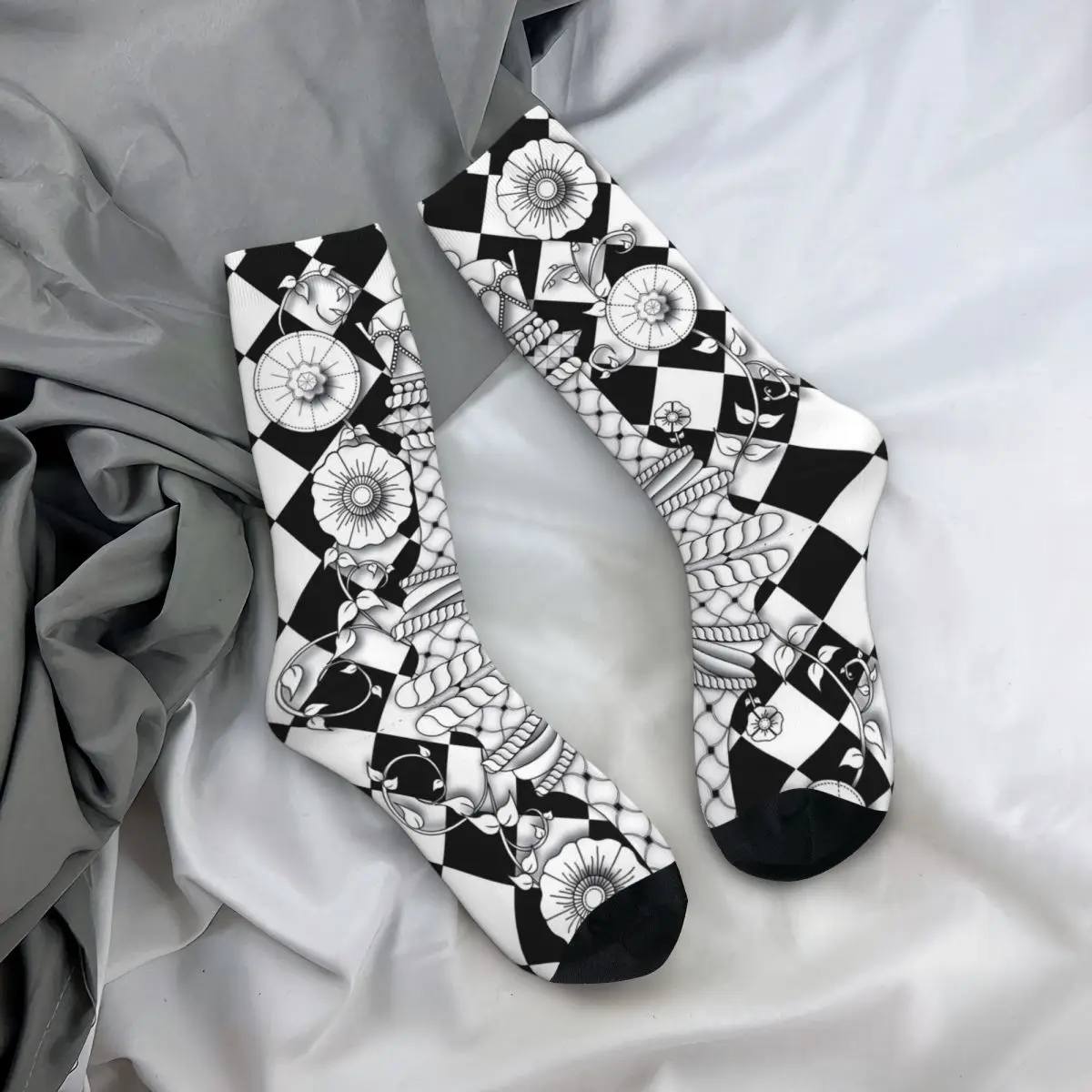 Black And White Chess Stuff 8 Unisex Socks,Cycling 3D Print Happy Socks Street Style Crazy Sock