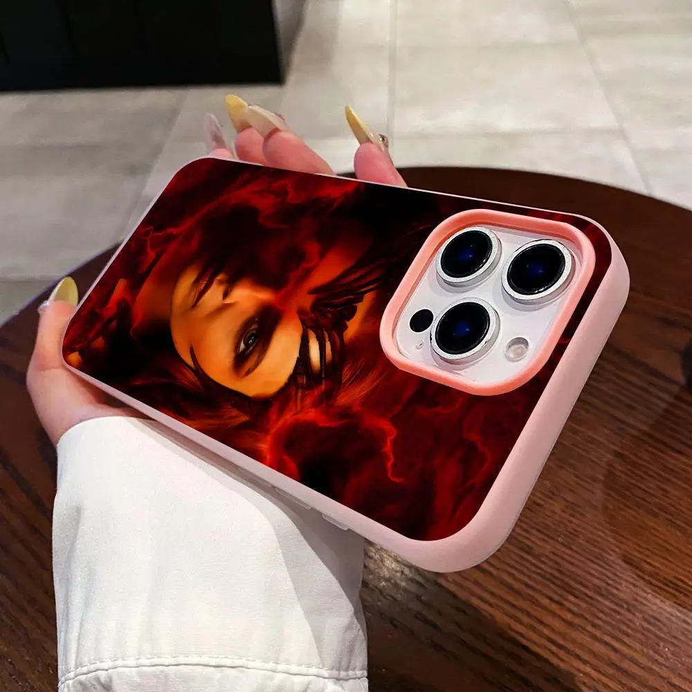

Fashion Elizabeth Olsen Jelly Double layer Pink Mobile Phone Case for iPhone 17 16 15 14 13 12 11 Air Pro Max Plus Protective