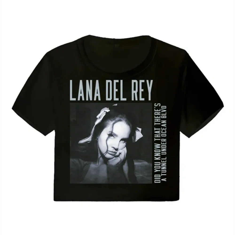 Crop Top Lana Del Rey Ldr Sailing Graphics T-Shirt Cropped Harajuku Damen Vintage Kurzarm-T-Shirt Streetwear Damen-T-Shirt – Detail 14