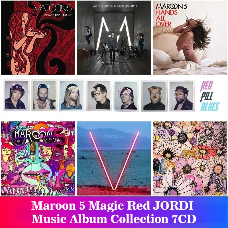 

Maroon 5 Magic Red JORDI 7CD Music Album Collection, CD Only No Original Cover, Pop Studio Albums Music CD