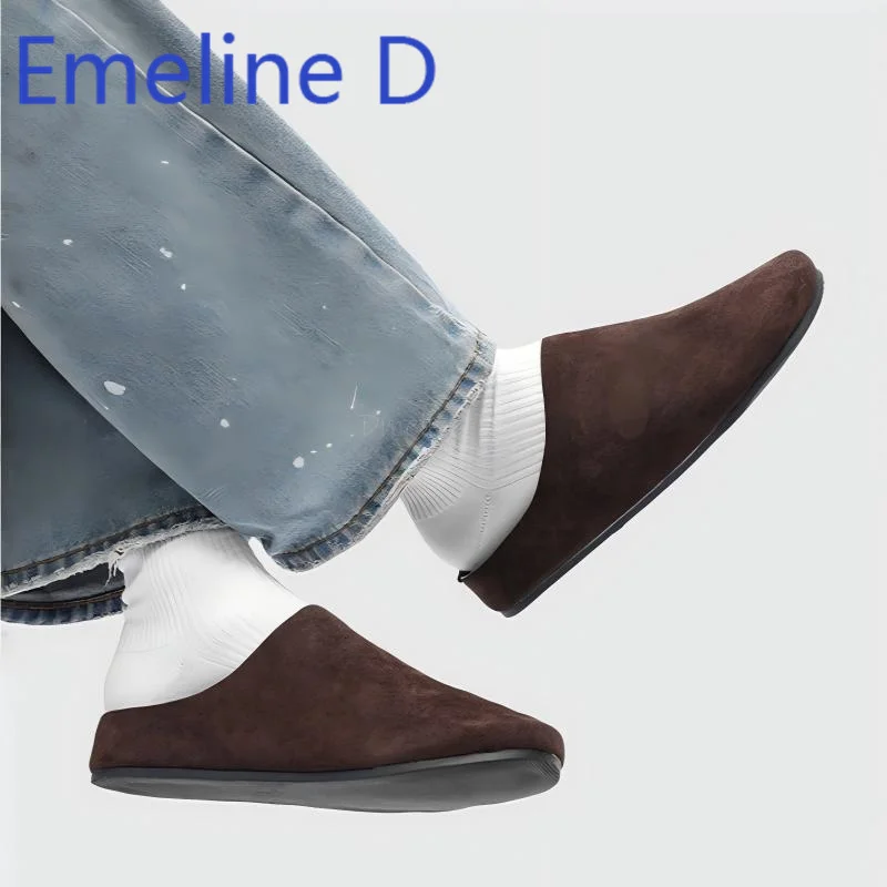 Brown Round Toe Flip Flops Trendy Men's Minimalist Style Versatile Breathable Worn Outside Casual Comfortable Flat Slippers