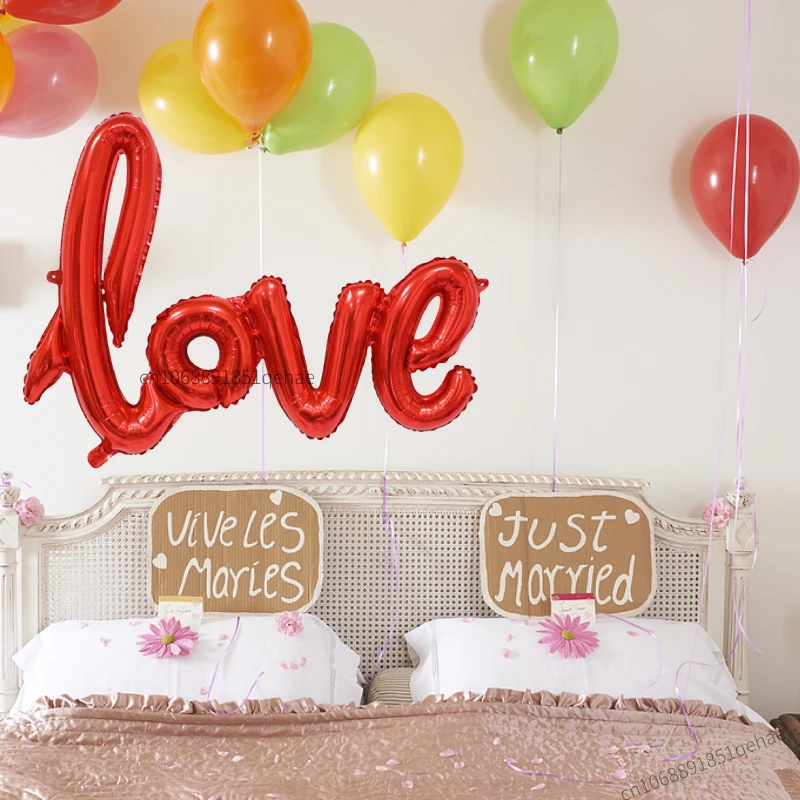 Red Love Letter Foil Balloon Pink Silver Gold Ballon Anniversary Wedding Valentines Birthday Party Decoration Photo Props Decor