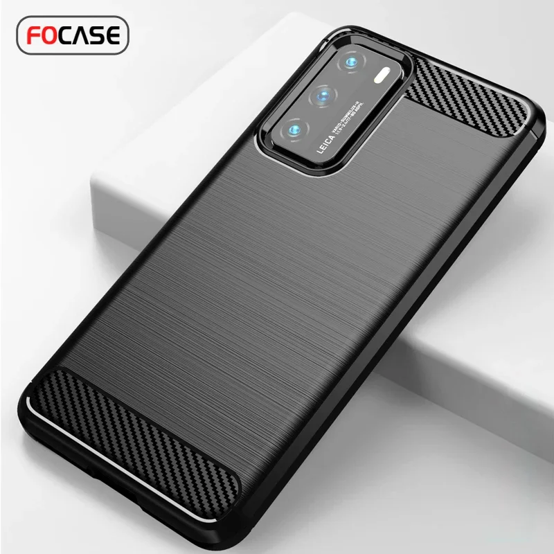 For Huawei P40 Shockproof Cover Soft TPU Silicone Carbon Fiber Brushed Case For HUAWEI P30 P40 Pro Covers