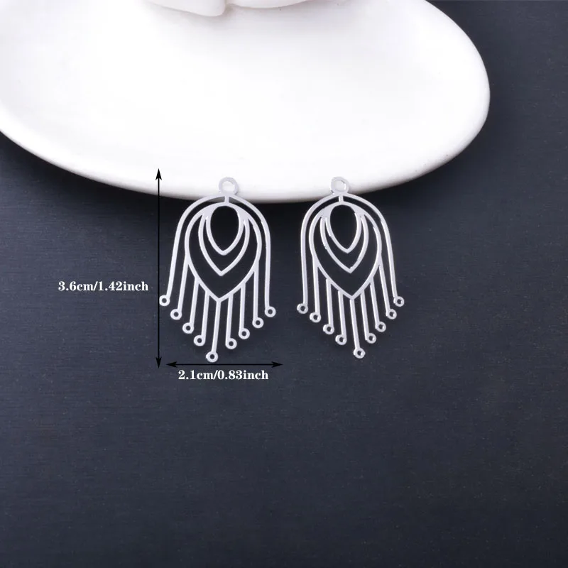30 Stück AB8768 21*36mm Messing-Fächeranhänger Dünner Anhänger DIY Schmuck Ohrring-Zubehör – Detail 3