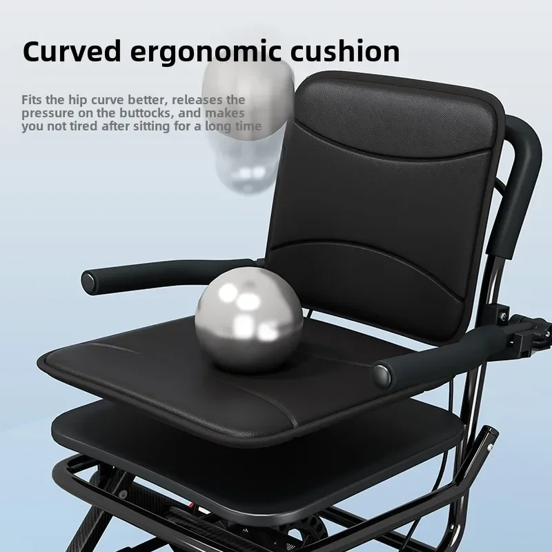 عربة تسوق محمولة تعمل بالدفع اليدوي لكبار السن، كرسي متحرك قابل للطي - مساعد سكوتر مع قدرة جلوس بعجلات صغيرة