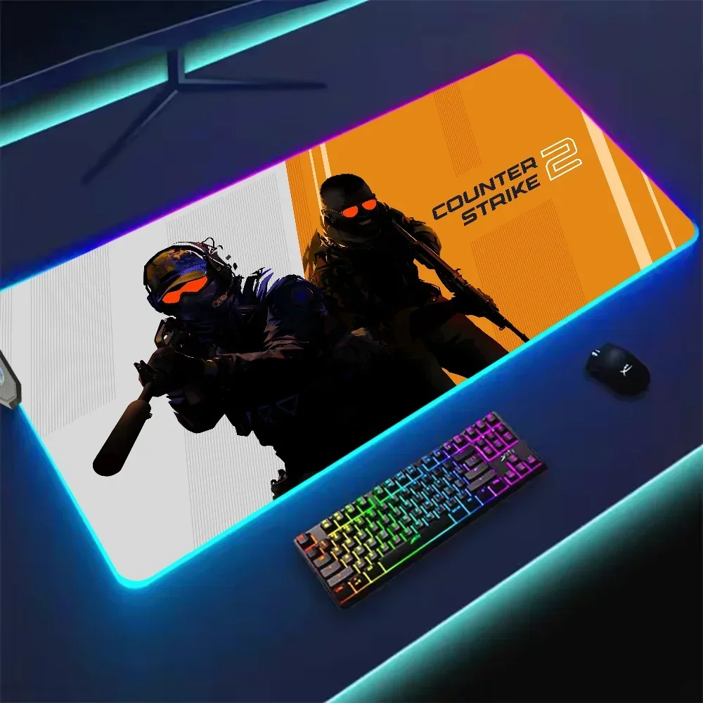 Hot Game Counter-Strike 2 For Rgb Mouse Pad Xxl Steelseries Laptop Mat Gaming Mousepad Backlit Keyboard