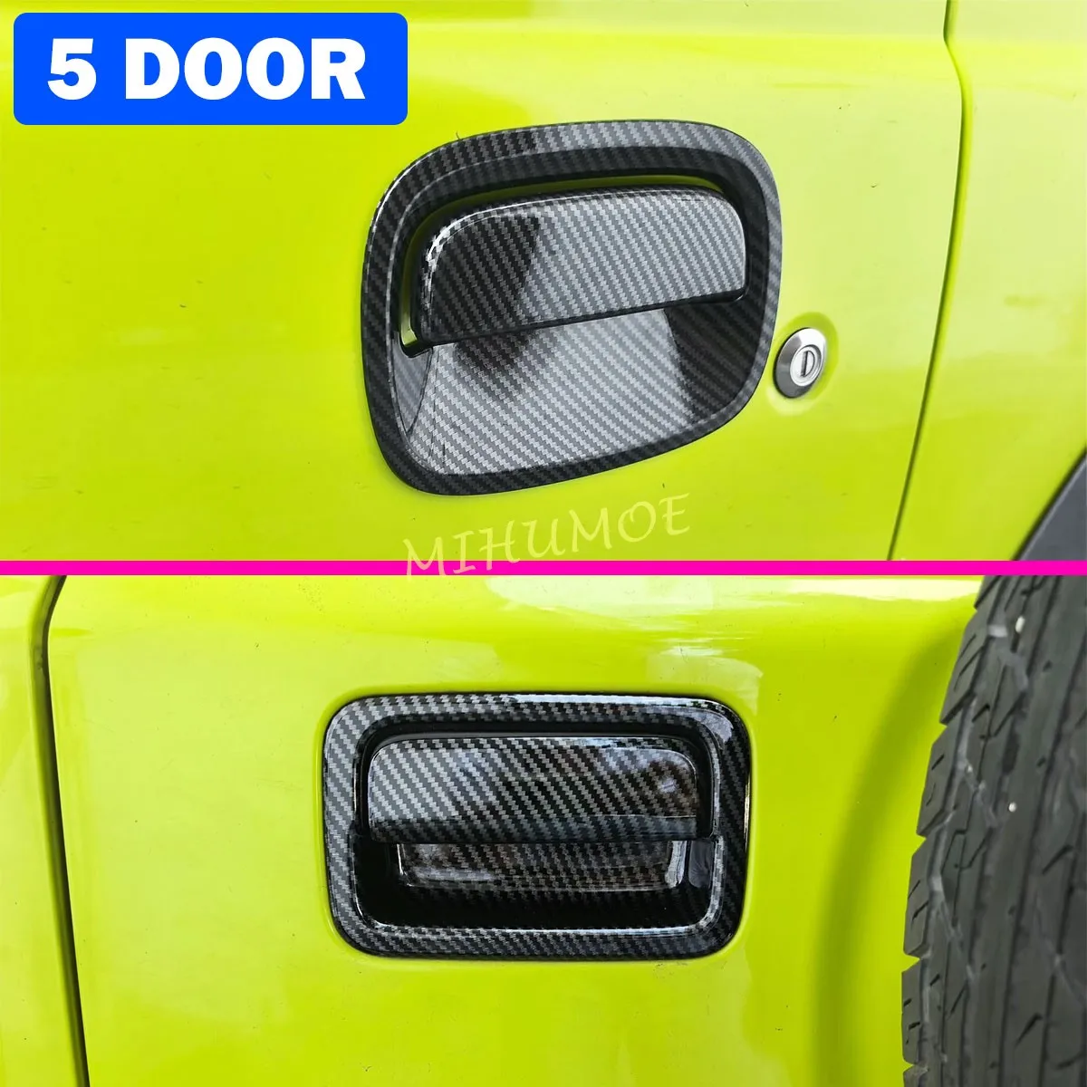 

Для Suzuki Jimny 2019-2025 годов, 5-дверная боковая ручка из углеродного волокна и накладка на ручку багажника 2024 2023 2022 2021 2020