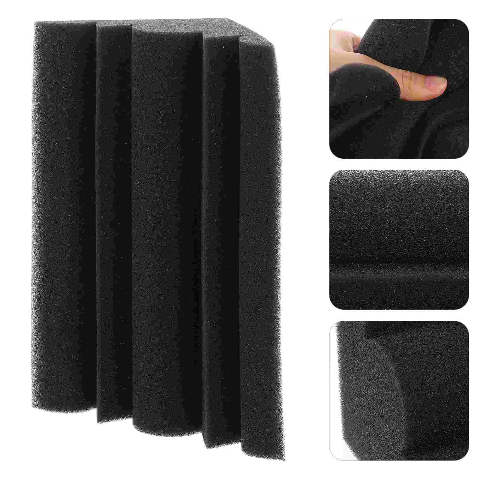 4 Pcs Sound Insulation Cotton Acoustic Panel Wall Tiles Noise Reduction Soundproof Block Polyurethane Corner Trapezoidal Wedge