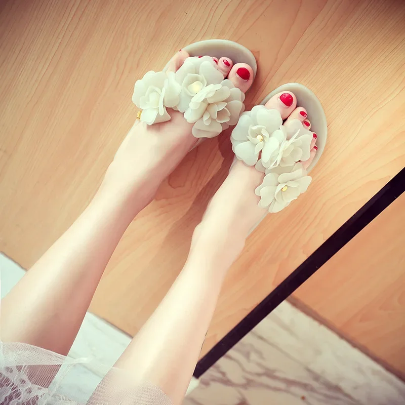 Summer Women\'s Shoes 2024 Flip Flops Women Slippers Female Beach Sandals with Floral Ladies Jelly Shoes Sandalias Mujer