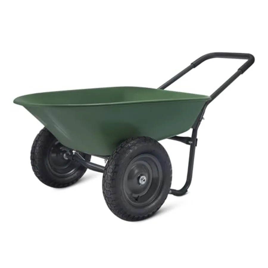 

Garden Wheelbarrow for outdoor use, heavy-duty steel, green, 330 lbs capacity and 3.7 cu ft volume