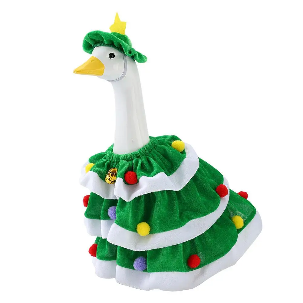

Christmas Tree Porch Goose Clothes Christmas Pet Clothes Hats Shawls Outfit Green Pet Cloak with Hat