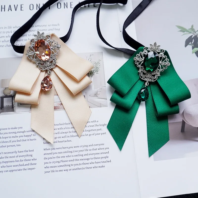 Men's Women's Collar Flowers Business Banquet Wedding Host Suit Shirts Bows Korean British Handmade Ribbon Rhinestone Bow Ties