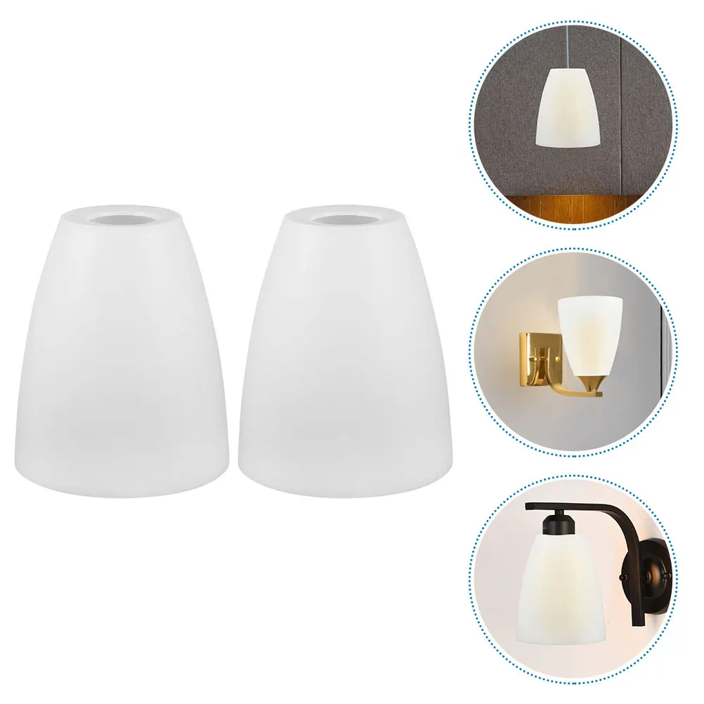 

2pcs Flat Lampshade White Plastic 42mm Middle Hole Easy Install Home Decoration Small Lamp Shades Wall Light Cover