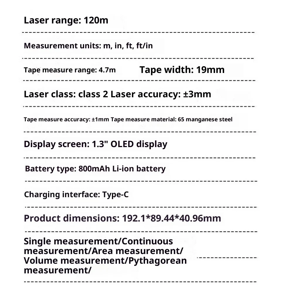 شريط قياس ليزر شاشة ديجيتال محدد المدى بالليزر ثلاثة في واحد مسطرة قياس إلكترونية ذكية قابلة لإعادة الشحن