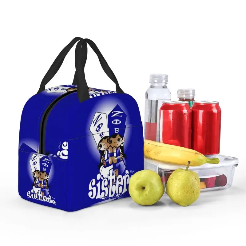 مخصص زيتا فاي بيتا شقيقة الحب حقيبة الغداء المرأة الدافئة برودة معزول صناديق الغداء للأطفال أطفال المدارس #5