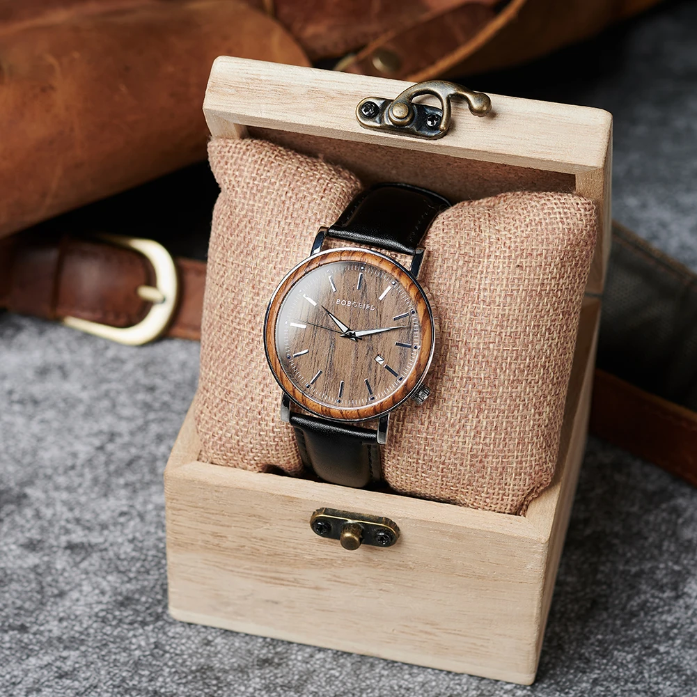 BOBO BIRD Watch Men Wooden Metal Quartz Watches Special Design Men\'s Wristwatches Miyota 2035 Movement Timepieces Great Gift