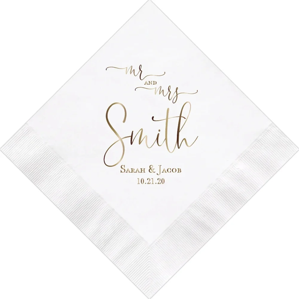 

Personalized Mr & Mrs Mr and Mrs Wedding Napkins Custom Monogram Beverage Cocktail Cake Dessert Appetizers Luncheon Dinner Guest