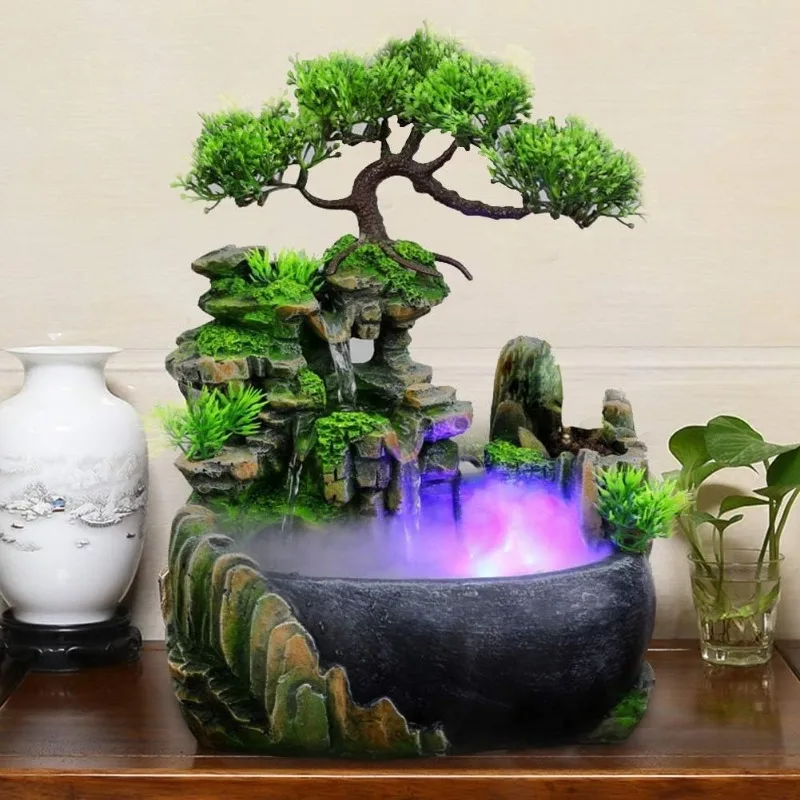 Indoor Relaxation Desktop Fountain Waterfall, Zen Meditation Indoor Waterfall Feature with Automatic Pump