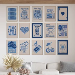 Retro Trendy Wall Art Guest Print Lucky You Poster Blue Preppy Room Decor Apartment Aesthetic Funny y2k Dorm Gallery Pictures