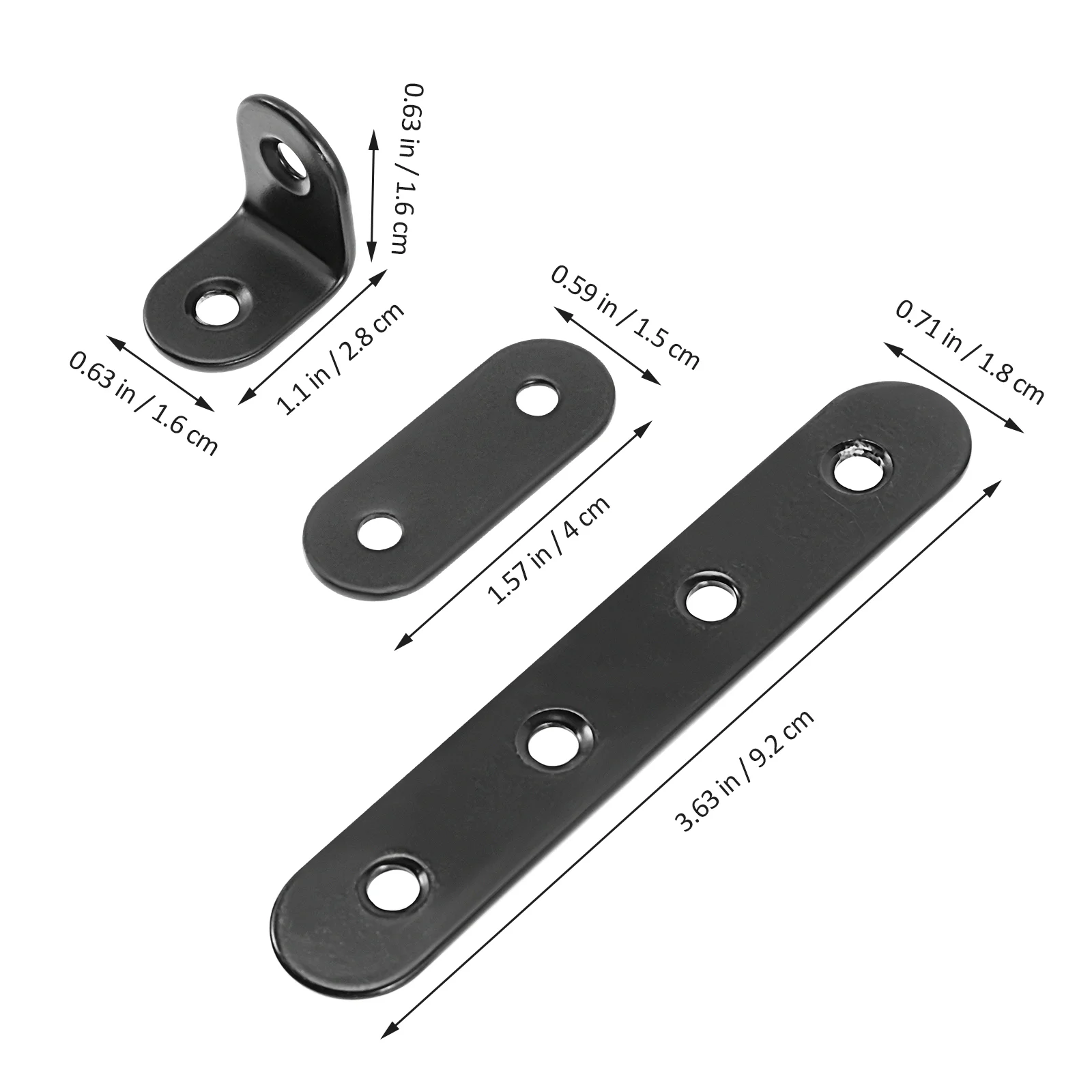 24 Buah Braket Kode Sudut Rak Hitam untuk Rak Kecil Kayu Sudut Logam Datar