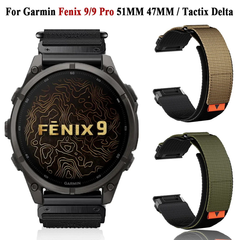 QuickFit 22mm 26mm Nylon Watch Strap For Garmin Fenix 9 8 7 Pro Solar/Tactix 7X 6X 5X 6 5Plus Band Forerunner 970/965/955 Correa