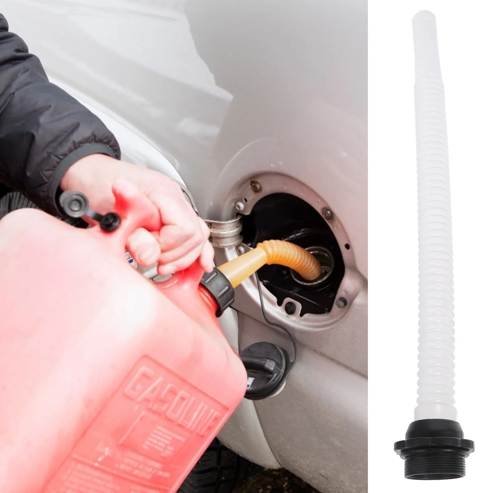 

Plastic Fuel Can Nozzle Built in Strainer Leak Tight Fast Refueling 360 Degree Bendable Compatible Containers