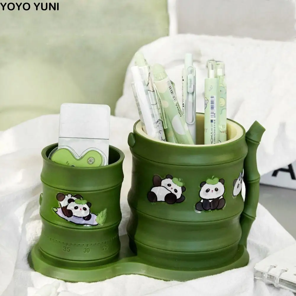 

Cute Panda Pen Holder Large-capacity Plant Appearance Cartoon Pen Case Desk Organizer Durable Makeup Brush Box Student