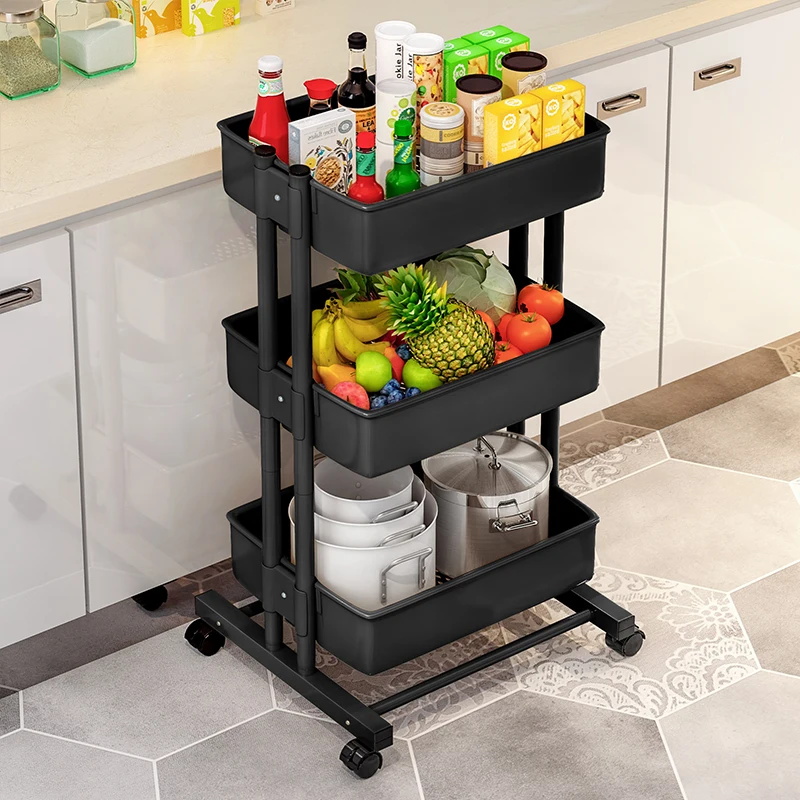 

Multi-Layer Storage Ra Home Kitchen Small Cart Living Room Mobile with Wheel Storage elf Bedroom Iron und Installation