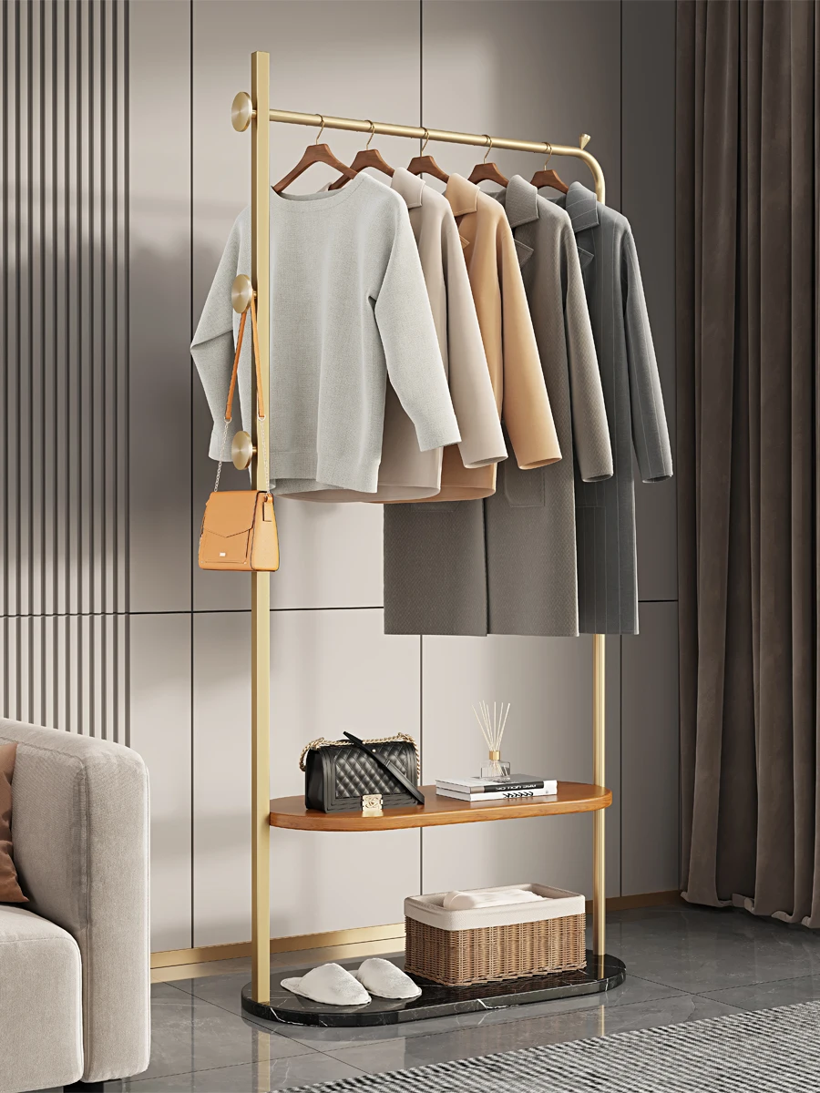 

Bedroom floor-to-ceiling hanger, room stainless steel coat rack, home light luxury, high-end bedside clothes